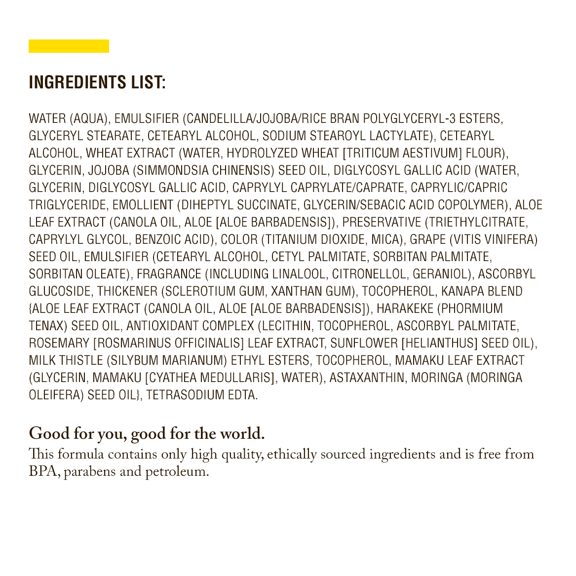 Ingredients list for Luminous Day &amp; Night Cream