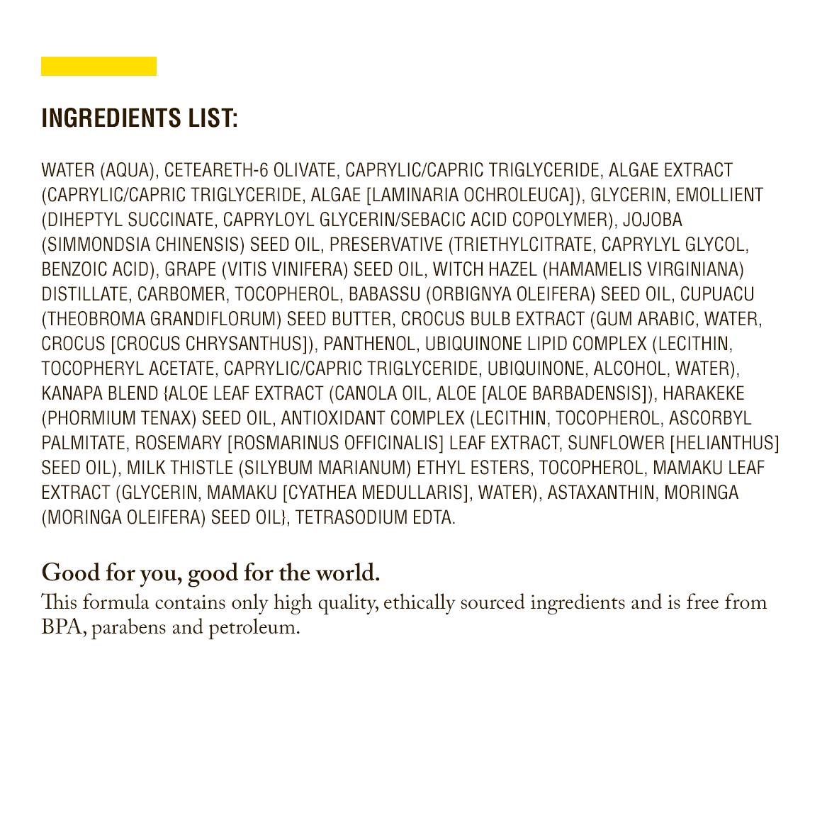 The ingredients list for Ultra-Light Sheer Day &amp; Night Cream